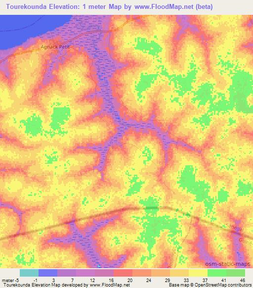 Tourekounda,Senegal Elevation Map