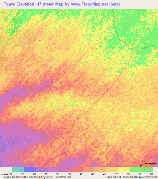 Toure,Senegal Elevation Map