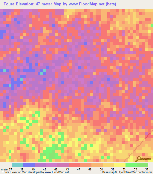 Toure,Senegal Elevation Map
