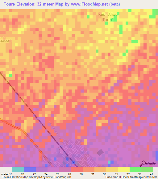 Toure,Senegal Elevation Map