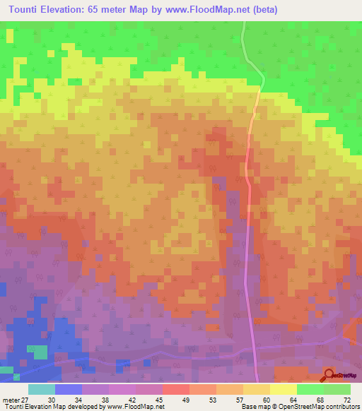 Tounti,Senegal Elevation Map