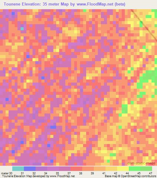 Tounene,Senegal Elevation Map