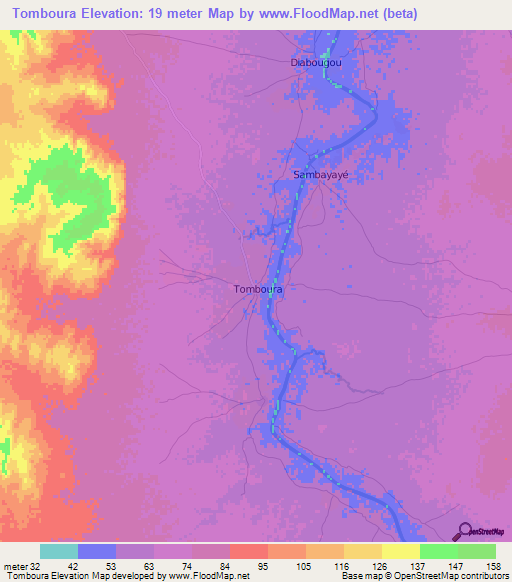 Tomboura,Senegal Elevation Map