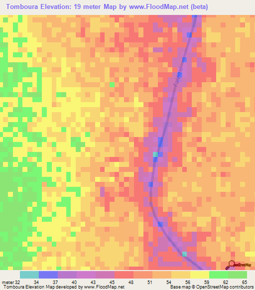 Tomboura,Senegal Elevation Map
