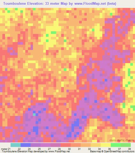 Toumboulene,Senegal Elevation Map