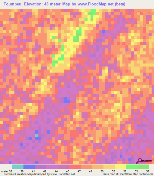 Toumbeul,Senegal Elevation Map