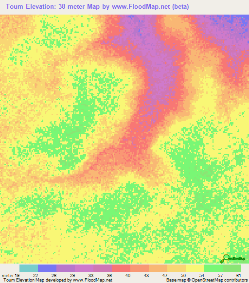 Toum,Senegal Elevation Map