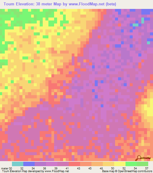 Toum,Senegal Elevation Map