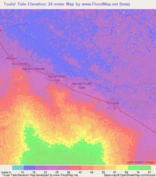 Toulel Tiale,Senegal Elevation Map
