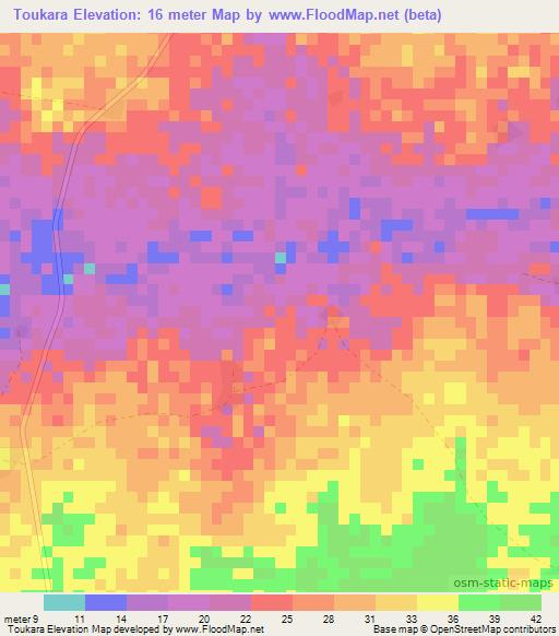 Toukara,Senegal Elevation Map