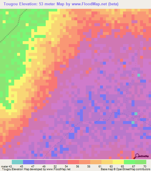 Tougou,Senegal Elevation Map