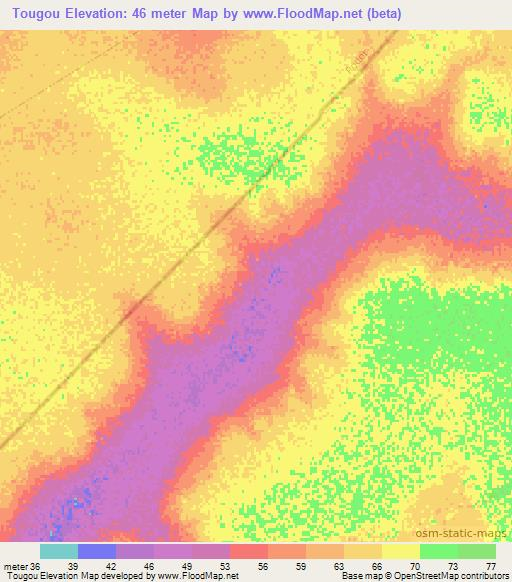 Tougou,Senegal Elevation Map