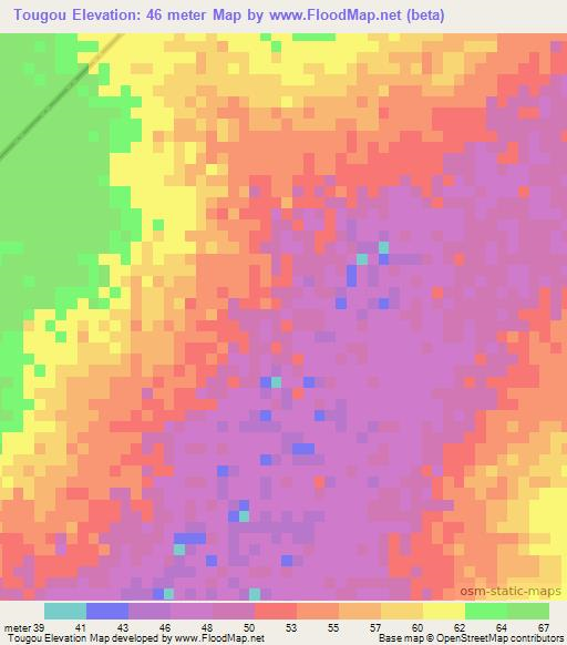 Tougou,Senegal Elevation Map
