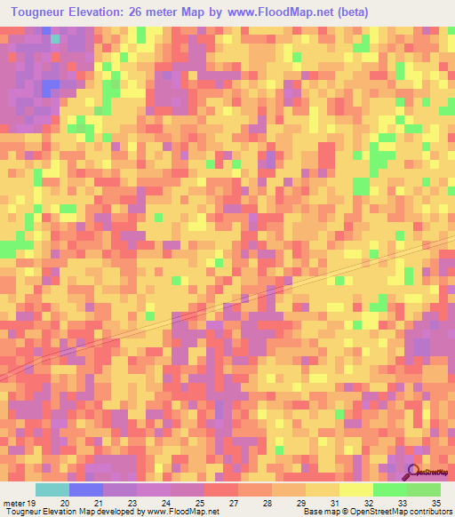 Tougneur,Senegal Elevation Map
