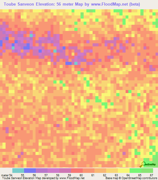 Toube Sanveon,Senegal Elevation Map