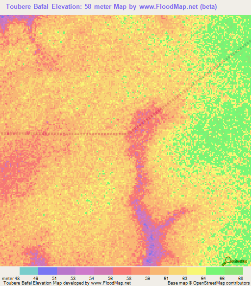 Toubere Bafal,Senegal Elevation Map