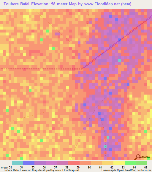 Toubere Bafal,Senegal Elevation Map