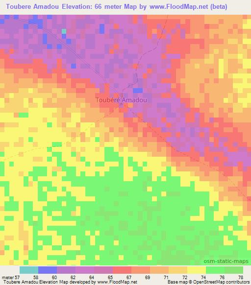 Toubere Amadou,Senegal Elevation Map