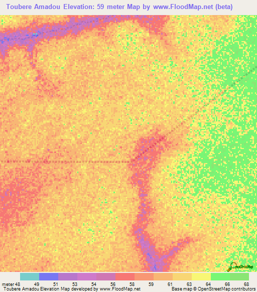 Toubere Amadou,Senegal Elevation Map