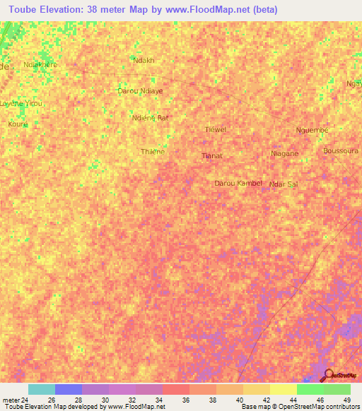 Toube,Senegal Elevation Map