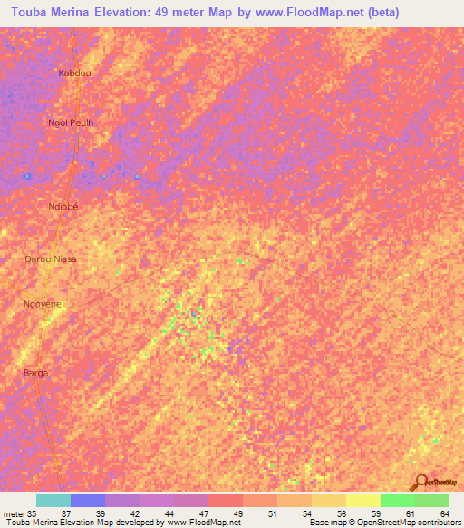 Touba Merina,Senegal Elevation Map