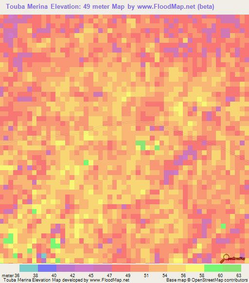 Touba Merina,Senegal Elevation Map
