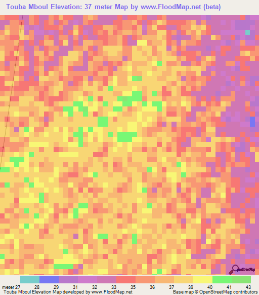 Touba Mboul,Senegal Elevation Map