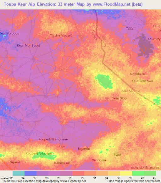 Touba Keur Aip,Senegal Elevation Map