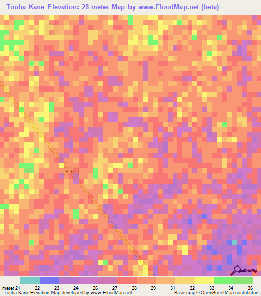 Touba Kane,Senegal Elevation Map