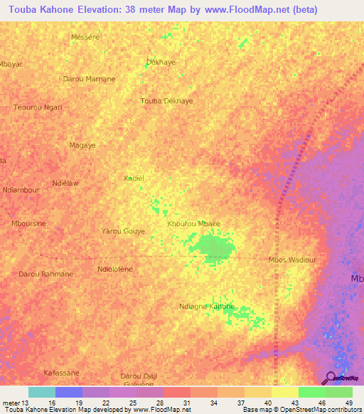 Touba Kahone,Senegal Elevation Map