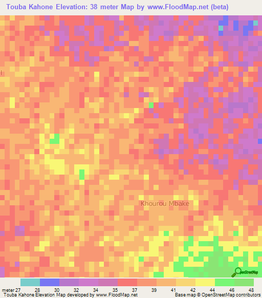 Touba Kahone,Senegal Elevation Map