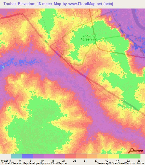 Toubak,Senegal Elevation Map