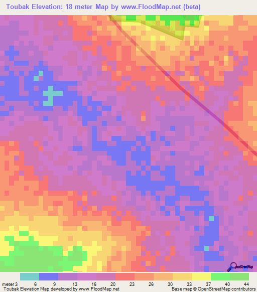 Toubak,Senegal Elevation Map