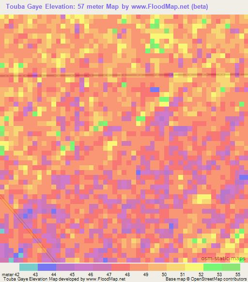Touba Gaye,Senegal Elevation Map