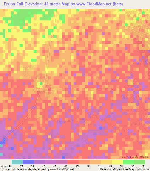 Touba Fall,Senegal Elevation Map