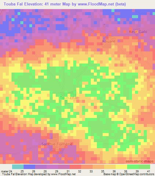 Touba Fal,Senegal Elevation Map