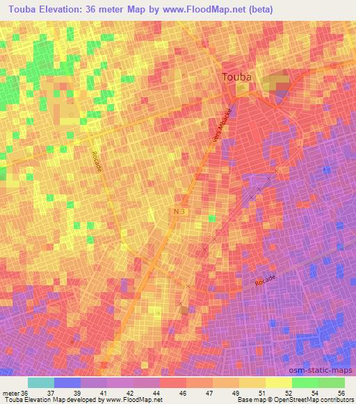 Touba,Senegal Elevation Map