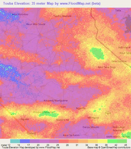 Touba,Senegal Elevation Map