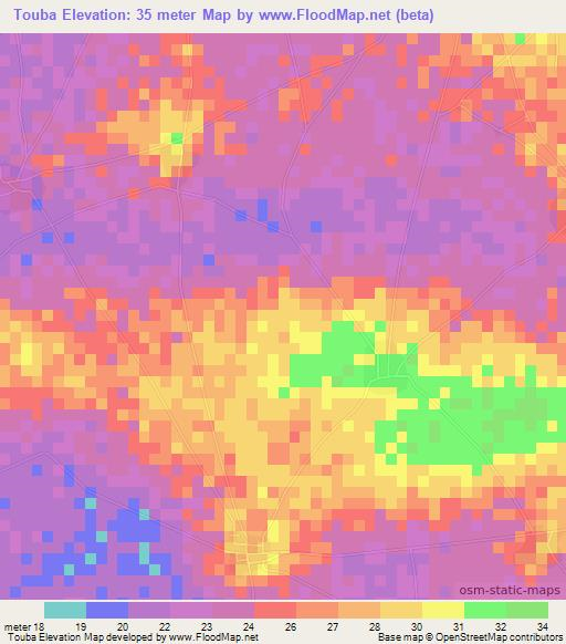 Touba,Senegal Elevation Map