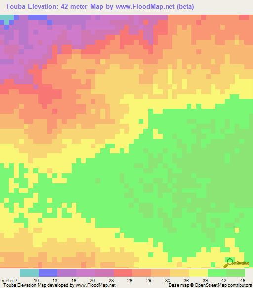 Touba,Senegal Elevation Map