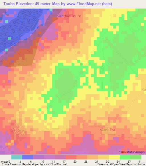 Touba,Senegal Elevation Map