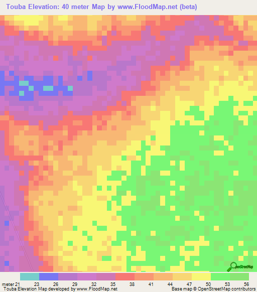 Touba,Senegal Elevation Map