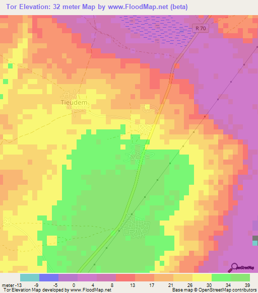 Tor,Senegal Elevation Map