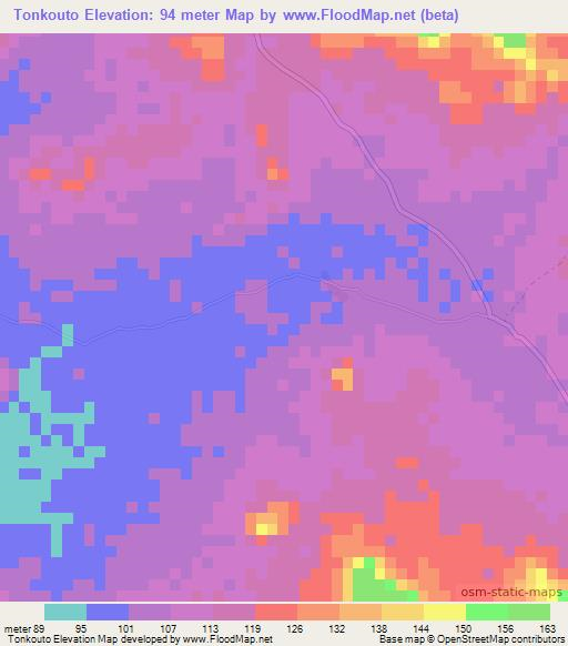 Tonkouto,Senegal Elevation Map