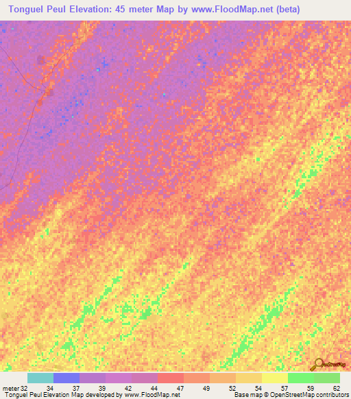 Tonguel Peul,Senegal Elevation Map