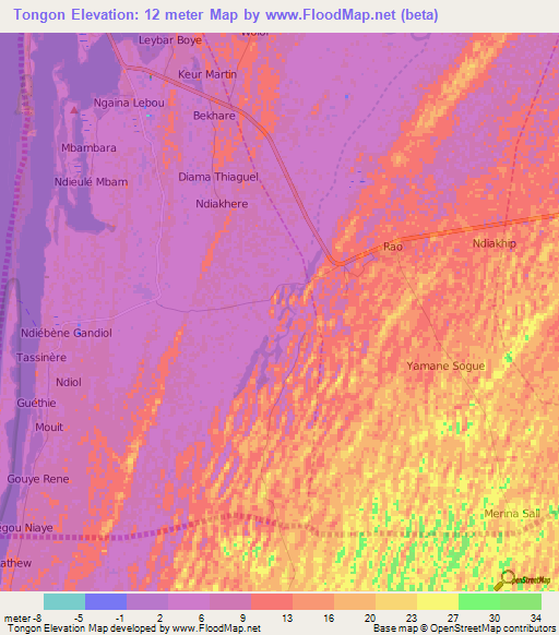 Tongon,Senegal Elevation Map