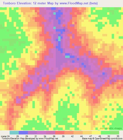 Tonboro,Senegal Elevation Map