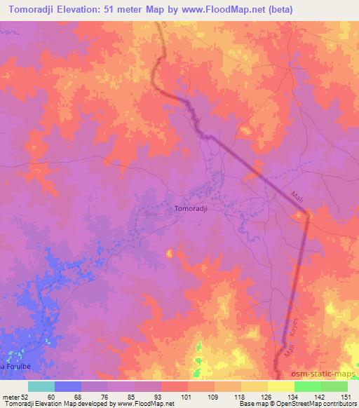 Tomoradji,Senegal Elevation Map