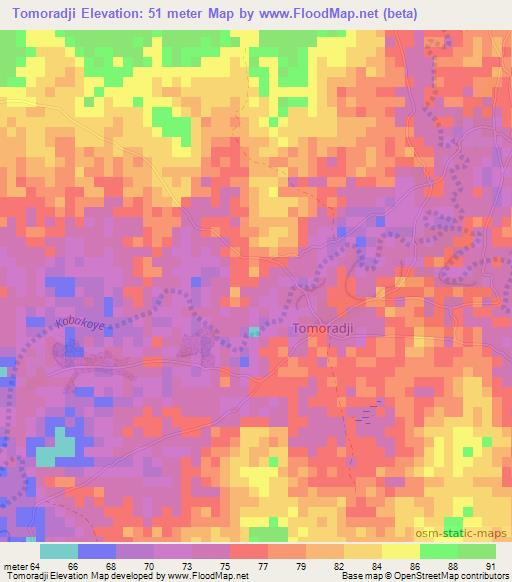 Tomoradji,Senegal Elevation Map