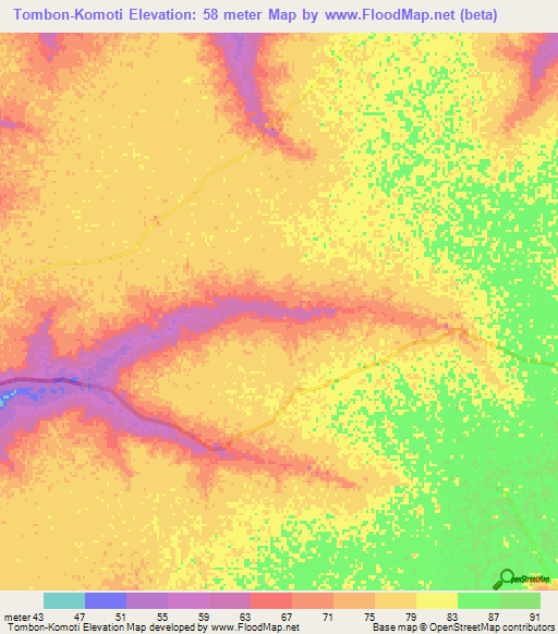 Tombon-Komoti,Senegal Elevation Map